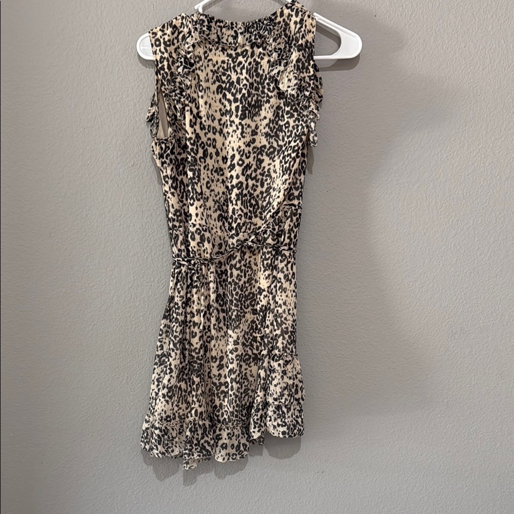 All Saints Priya patch animal print Ruffled Wrap Mini Dress Sz small S - Picture 9 of 12